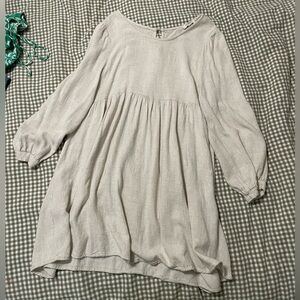 Umgee Cream Linen Dress with 3/4 Sleeves Graduation Dress Bridal Shower Dress